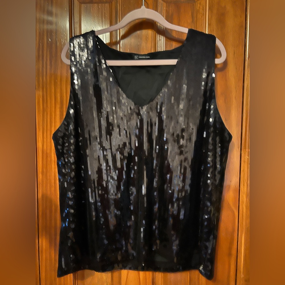 INC black sequin tank top.  Size xxl